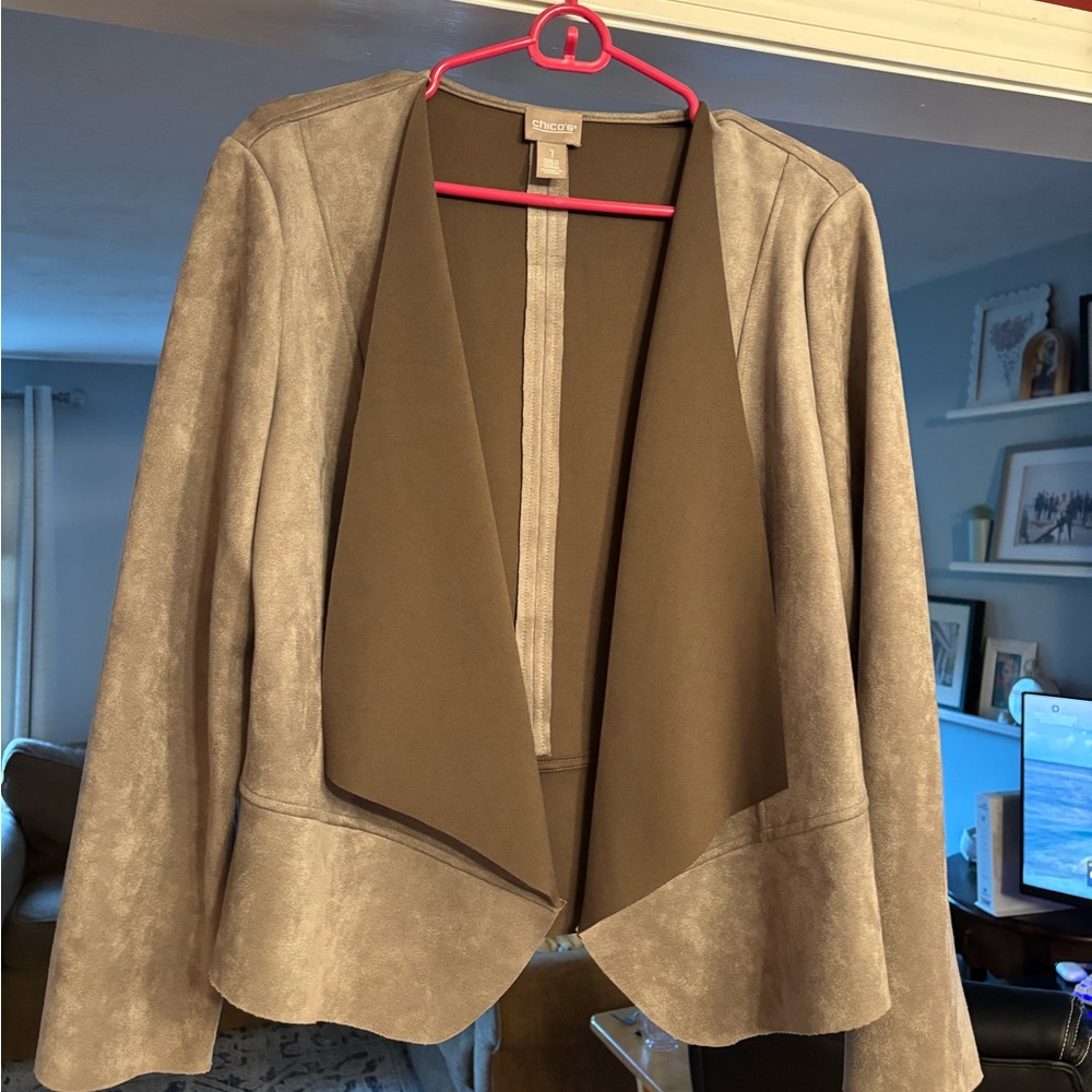 Chicos suede tan jacket size 1